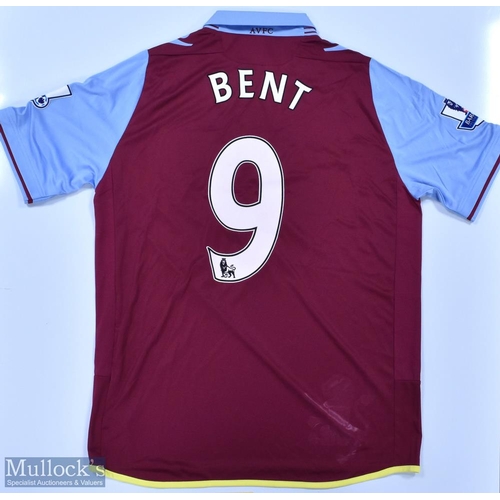 1087 - Aston Villa 2012/13 Bent No 9 match issue home football shirt Premier League badges to sleeves, Macr... 