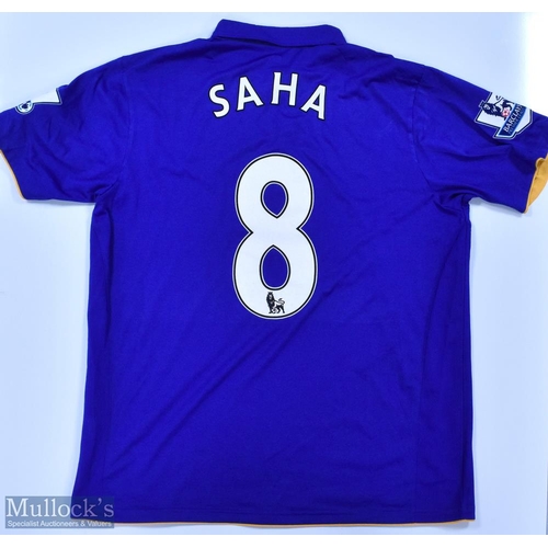 1089 - Everton 2011/12 Saha No 8 match issue home football shirt Premier League badges to sleeves, Le CoqSp... 