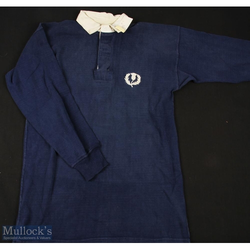 11 - 1983 Matchworn Scotland Rugby Jersey: Donated by the owner, Iain Milne to the vendor; navy with this... 