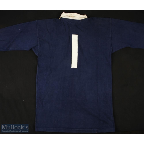 11 - 1983 Matchworn Scotland Rugby Jersey: Donated by the owner, Iain Milne to the vendor; navy with this... 