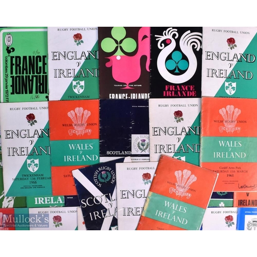 120 - 1957-96 Irish 5 Nations Away Rugby Programmes (c.50): Mostly 1960s onwards, including rarer at Paris... 