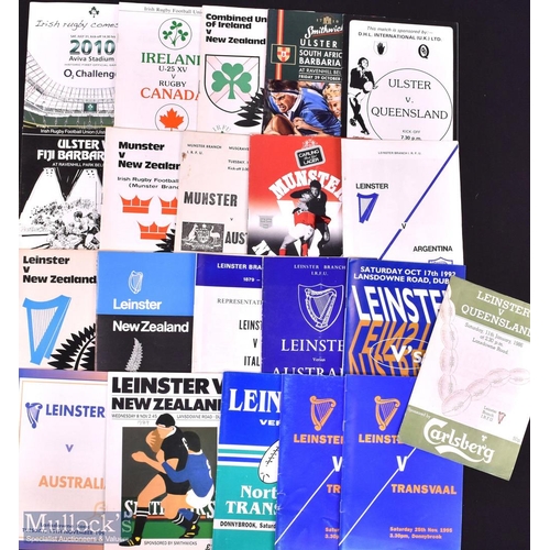 123 - Irish Provinces etc v Tourists Rugby Programmes (21): Leinster v NZ 1972, 1974 & 1989; v Australia 1... 