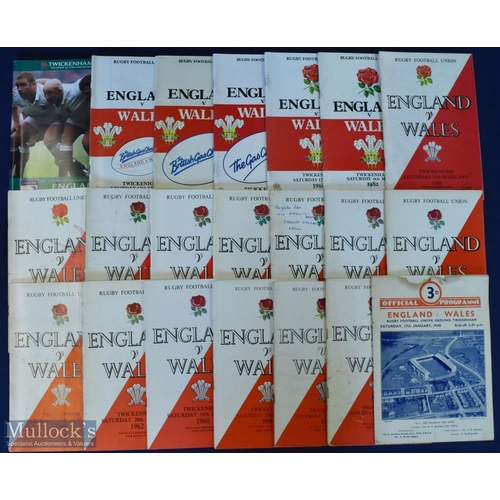 159 - 1948-1990 England Home Rugby Programmes v Wales (22): A splendid run of Twickenham issues from 1948 ... 