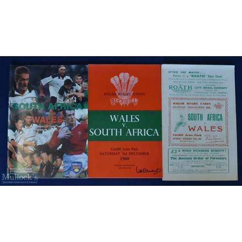 165 - 1951-1998 Wales and S Africa Rugby Programme Selection (3): Interesting lot, the then-normal white p... 