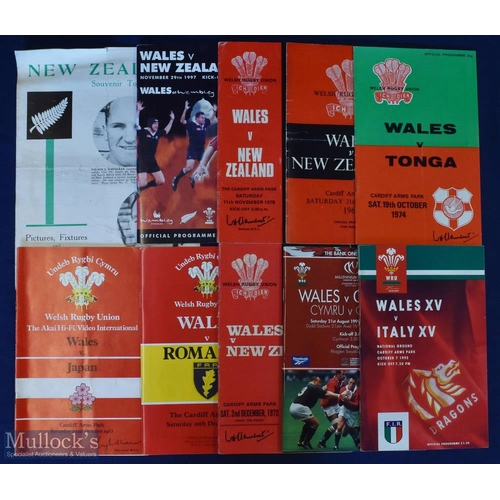 166 - 1963-1999 Wales v New Zealand etc Rugby Programme Selection (10): To inc the All Black clashes of 19... 