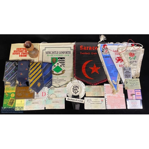 167 - RFU Centenary History & Other Rugby Ephemera (Qty): Good copy with d/j and plastic wrappers of the f... 