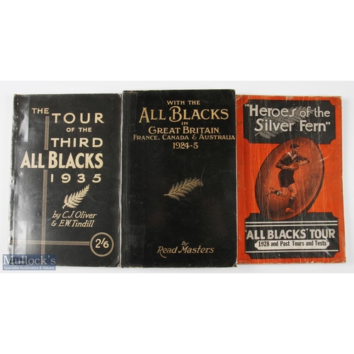 176 - Trio of Famous New Zealand Rugby Tour Books (3): Great trio: 'With the All Blacks in GB etc', Read M... 