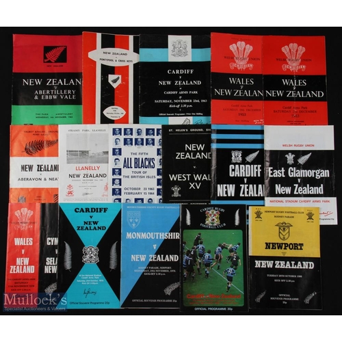 190 - 1953-1980 NZ in Wales Rugby Programmes etc (16): From 1953, Wales; 1963, Wales, Cardiff, Aberavon/Ne... 