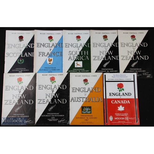 191 - 1955-79 and 1992 England Home Rugby Programmes (9): England v Scotland 1955, France 1975, S Africa 1... 