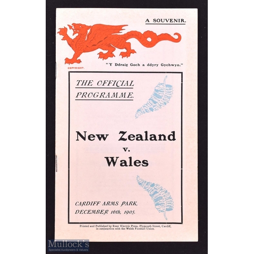 201 - Scarce Wales v New Zealand 1905 Rugby Programme Reprint 1981: The well-known and increasingly sought... 