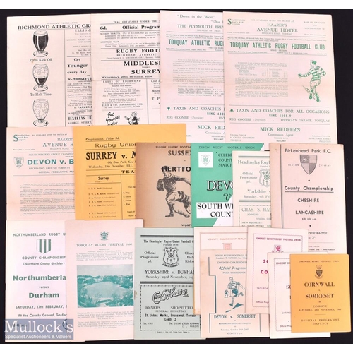 203 - 1949-1960s County Championship Rounds Rugby Programmes (20): Including some very early and different... 