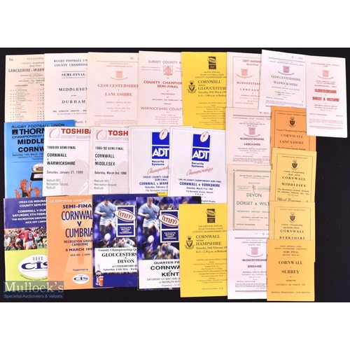 205 - 1940s-2000s County Champ's Quarters/Semis Rugby Programmes (25): A great collection which does exact... 