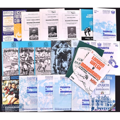 207 - 1969-1996 Barbarians v Clubs Rugby Programmes (21): at Cardiff 79, 80, 81, 83, 85, 90, 96; at Penart... 