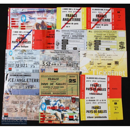 241 - 1969-2007 France Home Rugby Tickets v England and Wales (15): v England 84, 88, 92 (2 different), 96... 