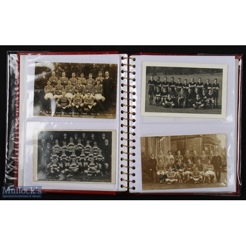 256 - 1900s-1940s Vintage Rugby Postcards in Album (22): In super partially filled specialist album, lovel... 