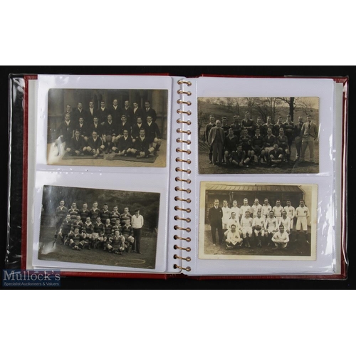 256 - 1900s-1940s Vintage Rugby Postcards in Album (22): In super partially filled specialist album, lovel... 