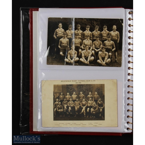 256 - 1900s-1940s Vintage Rugby Postcards in Album (22): In super partially filled specialist album, lovel... 