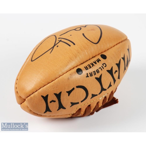 315 - Signed Mini Rugby Ball:  Lovely Gilbert Match leather mini rugby ball signed by opposing Lions and A... 