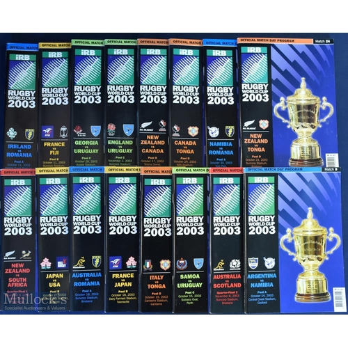 330 - 2003 RWC Full Set of Rugby Programmes: Near-mint set of the 48 issues from Down Under with England o... 