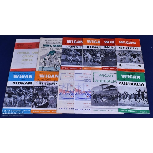 391 - Wigan R League mostly in the 50s Programmes etc (12): Central Park 1935 Golden Jubilee Brochure; two... 