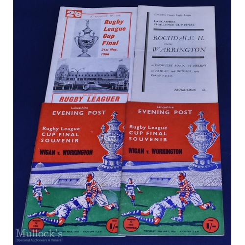 397 - 1958-66 Rugby League Cup Programmes etc (3): Two copies of the Lancs Evening Post 1958 Final Souveni... 