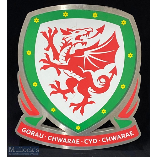 401 - Original Wales FA Football Association Coat of Arms Crest Metal Sign - Large sign made of stainless ... 