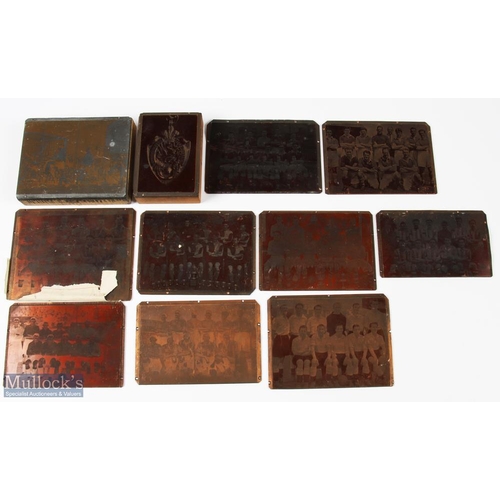 407 - c1950 Welsh Football Teams - Cups Copper Engraved Printing Plates. a selection of 10 plates unknown ... 