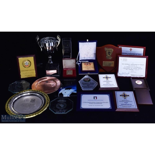 427 - Wales FA Women's Football Trophy, plaques Awards, with noted items of UEFA Wales v Scotland 15/09/20... 