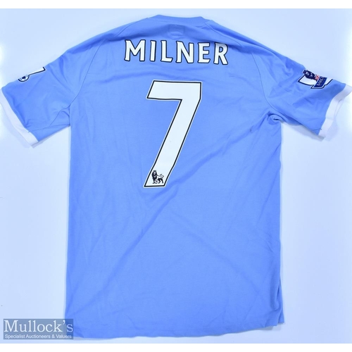 440 - Manchester City 2010/11 Milner No 7 match issue home football shirt Premier League badges to sleeves... 