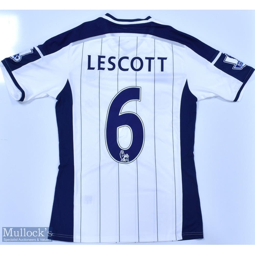 442 - West Bromwich Albion 2014/15 Lescott No 6 match issue home football shirt Premier League badges to s... 