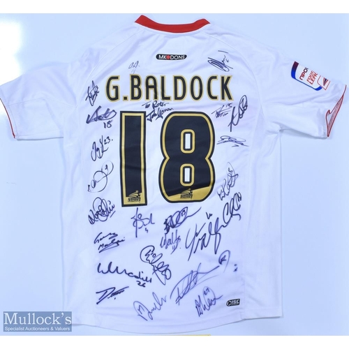 451 - MK Dons 2011/12 Baldock No 18 (Multi-Signed) match issue home football shirt autographed by the squa... 