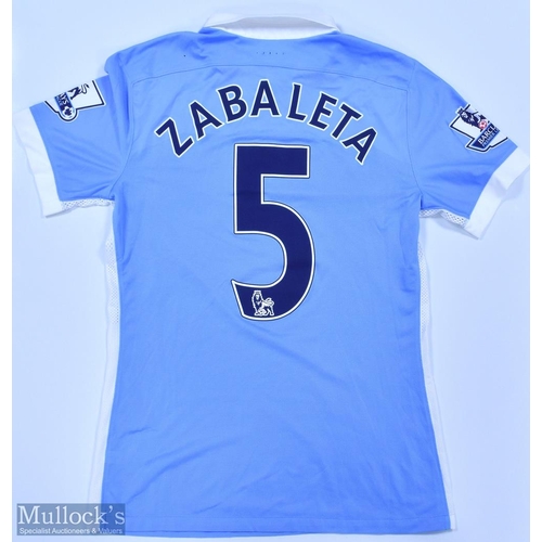 455 - Manchester City 2015/16 Zabaleta No 5 match issue home football shirt Premier League badges to sleev... 