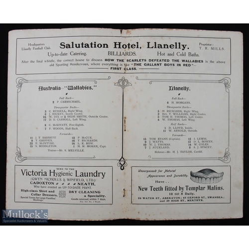 46 - Rare 1908 Llanelli v Australia Rugby Programme: Great chance to obtain a sought-after and attractive... 