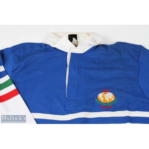 77 - 1986 IRB Five Nations XV Match Prepared Rugby Jersey: Striking blue/white & multi-coloured hooped on... 