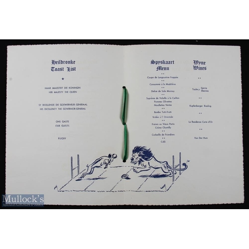 8 - Rare 1955 British & I Lions Fully Signed Rugby Menu: Attractive stiff card covers with heraldic arms... 