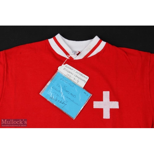 836 - 1971 Switzerland international match shirt v England 13 October 1971 in Basle, red with white cross,... 