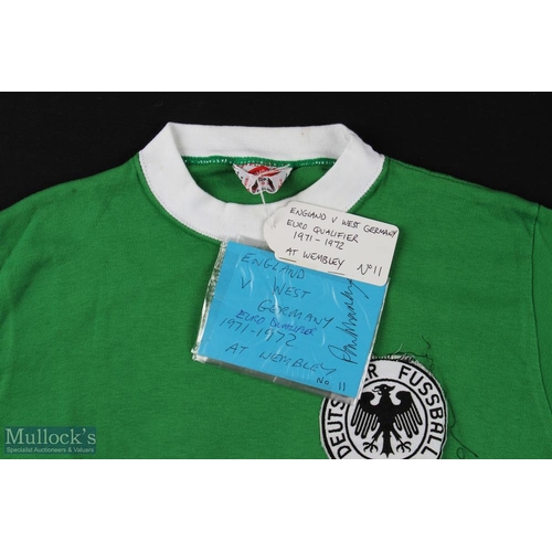 838 - 1972 West Germany international match shirt v England at Wembley 29 April 1972; green with white col... 