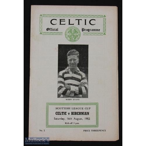 887 - 1952/53 Celtic v Hibernian Scottish League Cup 16 August 1952; fair/good. (1)