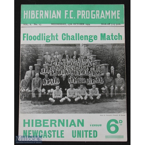 889 - 1954/55 Hibernian v Newcastle Utd floodlight challenge 27 October 1954; slight crease. (1)