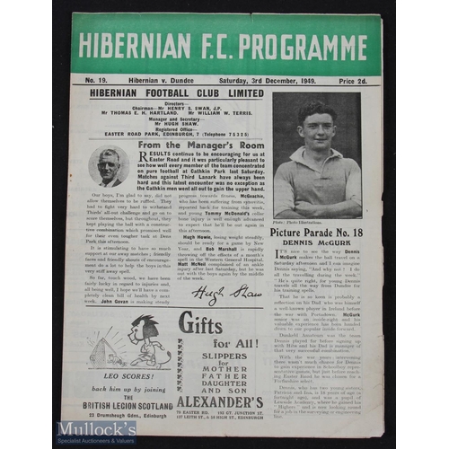 890 - 1949/50 Hibernian v Dundee Div. 'C' match, 4 page reserve programme, fair. (1)