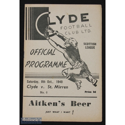 894 - 1949/50 Clyde v St. Mirren Div. 'A' match programme 8 October 1949; good. (1)