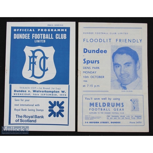 898 - 1966/67 Dundee v Tottenham Hotspur floodlit friendly 10 October 1966 (Alan Gilzean to cover), 1970/7... 