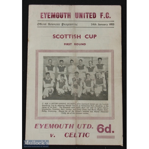 899 - 1952/53 Scottish Cup 1st round Eyemouth v Celtic at Playing Fields Park, Eyemouth 24 January 1953; c... 