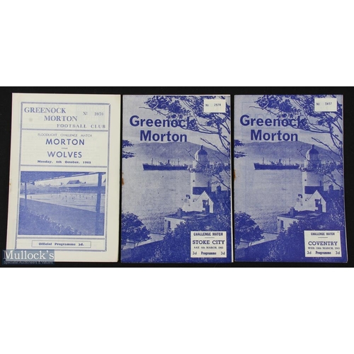 911 - Greenock Morton home friendly match programmes to include 1962/63 Wolverhampton Wanderers, 1964/65 S... 