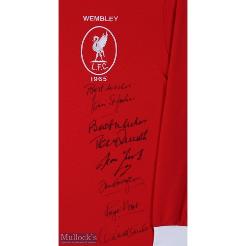 652 - 930mm X 860mm Framed and set for display 1965 FA Cup final Liverpool shirt signed by Roger Hunt (sco... 