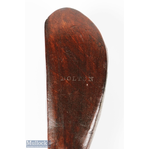 1 - Rare Unlisted Bolton Maker longnose dark stained beech wood play club c1885 - head measures 5.5