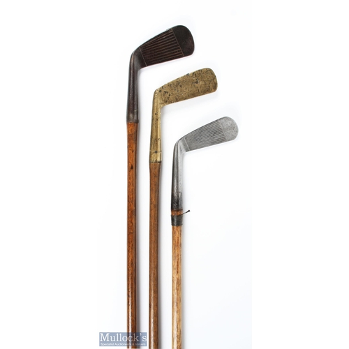 15 - 3x various James Braid irons and putter - J Braid Walton Heath GC Surrey, wide sole jigger; Jas Brai... 