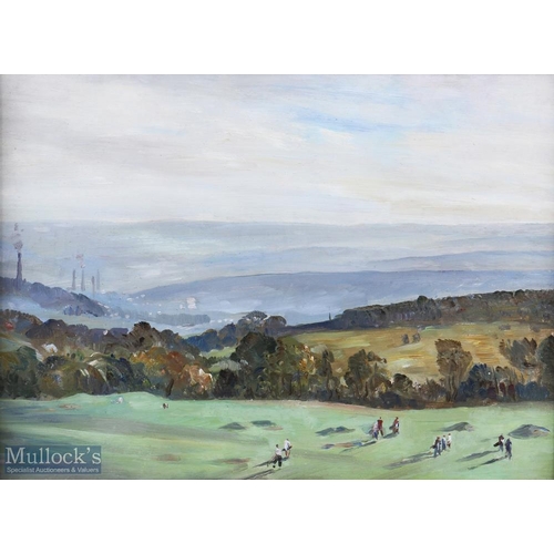 153 - Charles Cundall RA RWS (1890-1971) - Golf Course in North England c1937 oil on board - image 9.75