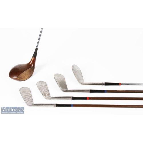 16 - Collection of James Braid L Model Early Coated and Steel Shafted Irons and Spoon (5) - 3x matching K... 