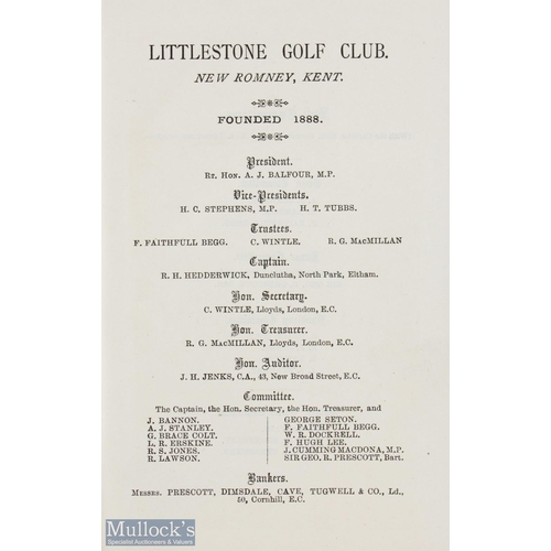 174 - Rare 1894/95 Littlestone Golf Club (Est. 1888) Rules, Regulation, and List of Members Booklet - foun... 